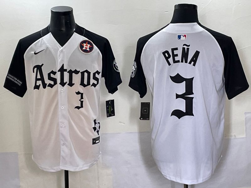 Men 2025 Houston Astros #3 Pena white black Five generations Joint Name Nike MLB Jersey style 8